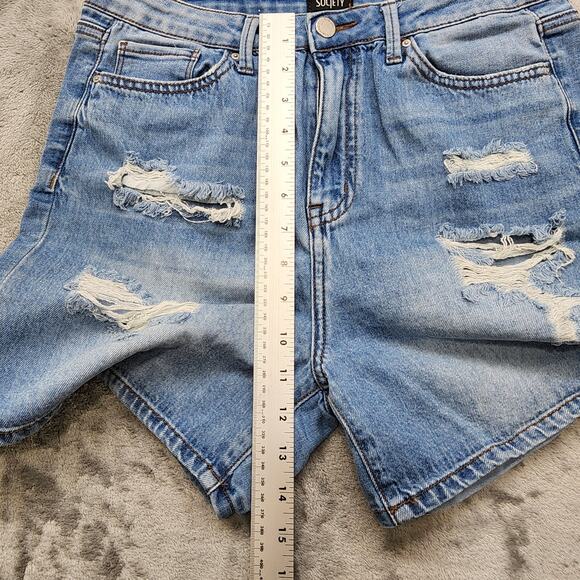 Simple Society Shorts Womens 11/30 Blue Distressed High Rise Stretch Denim Mom - Picture 10 of 13